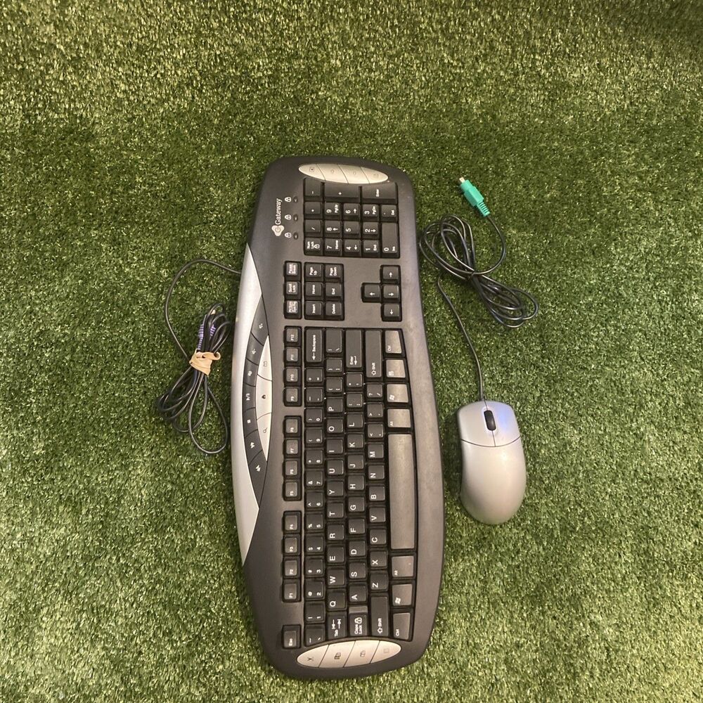 Gateway Keyboard KB-0401 Black Wired w/ PS2 Connector & Mouse Vintage